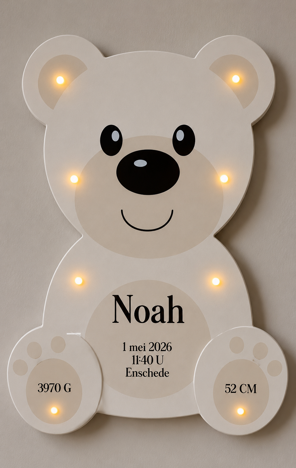 Gepersonaliseerde Teddybeer Lamp met Naam 🧸✨