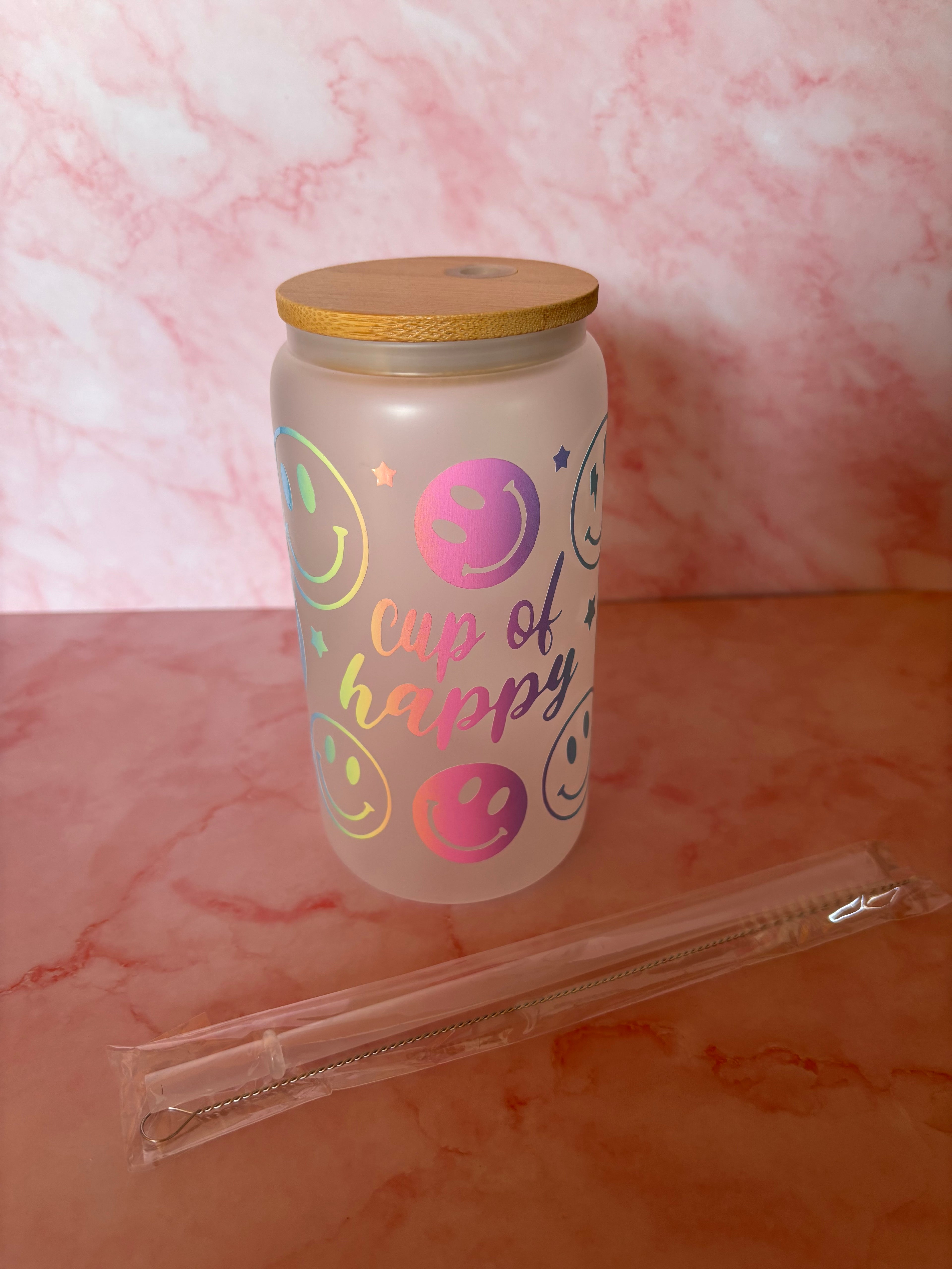 Glazen drinkbeker “Cup of Happy”