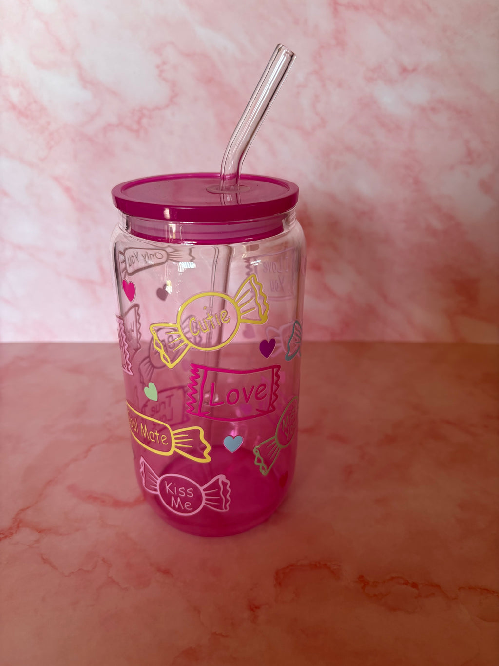     love candy beker met rietje
