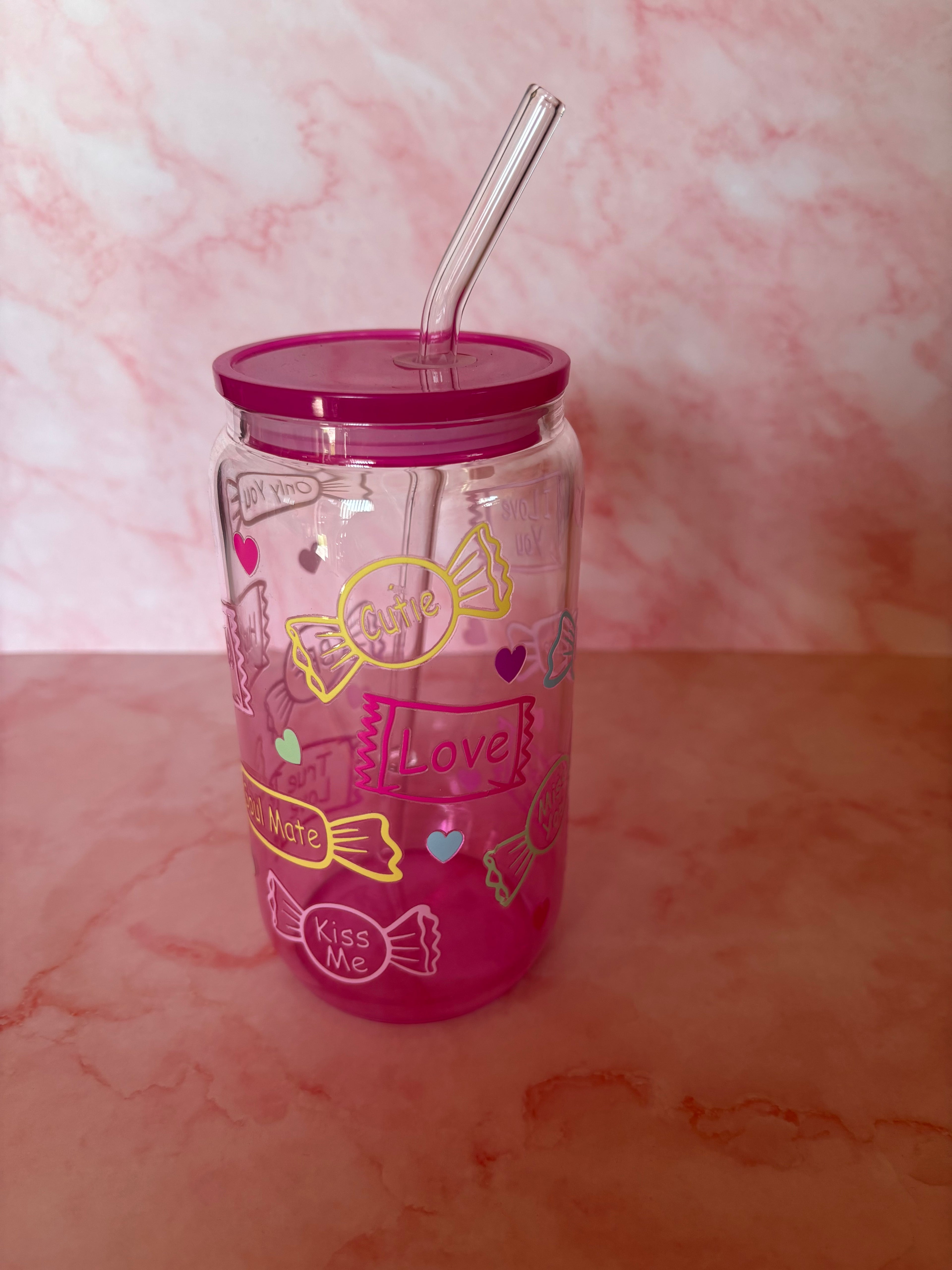     love candy beker met rietje