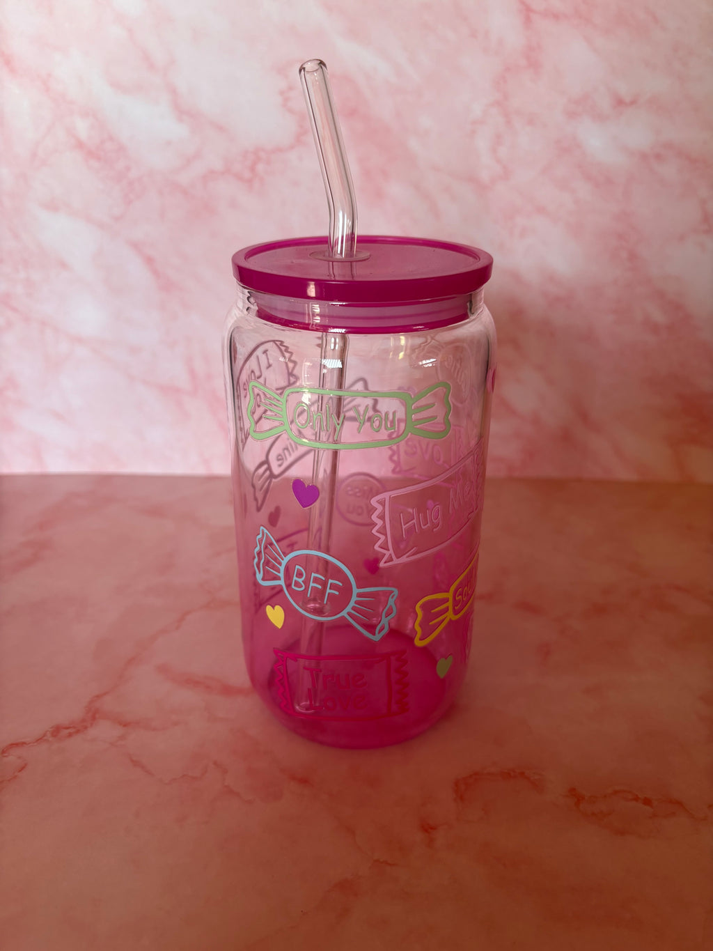     cute hartjes beker met rietje