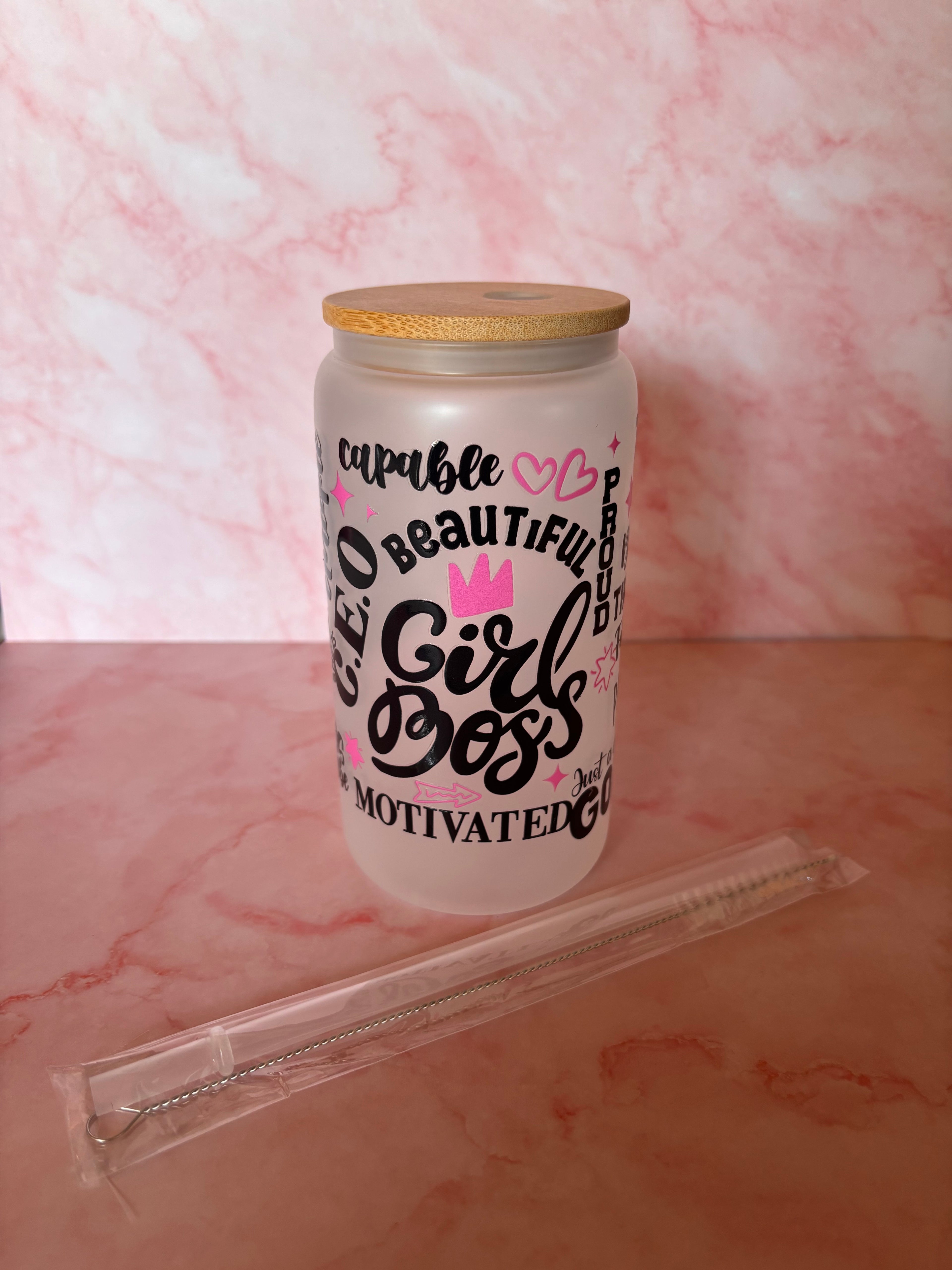     girl boss beker glas met rietje