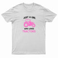 Kids "JUST A GIRL WHO LOVES TRACTORS" Printed T-Shirt
